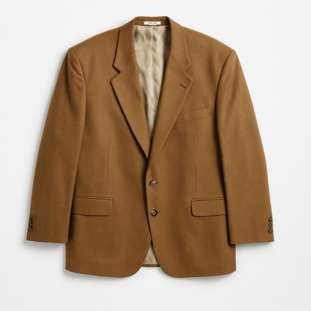 VTG 70s Hunt Valley Camel Hair Sport Coat 46R 2 Button Luxury Blazer USA *READ